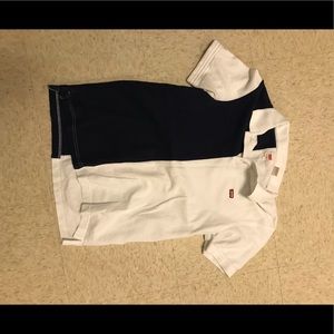 Levi’s collared white and navy blue shirt